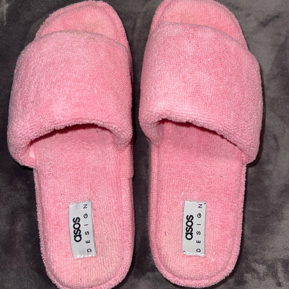 Pink towel terry platforms